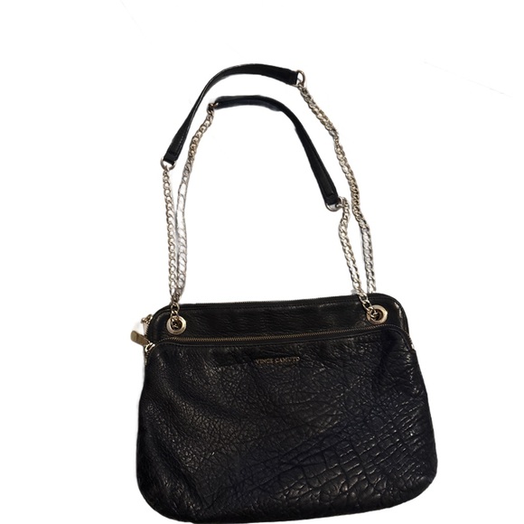 Vince Camuto Lizel Convertible Leather Black Textured Shoulder/Crossbody Bag - Picture 2 of 16